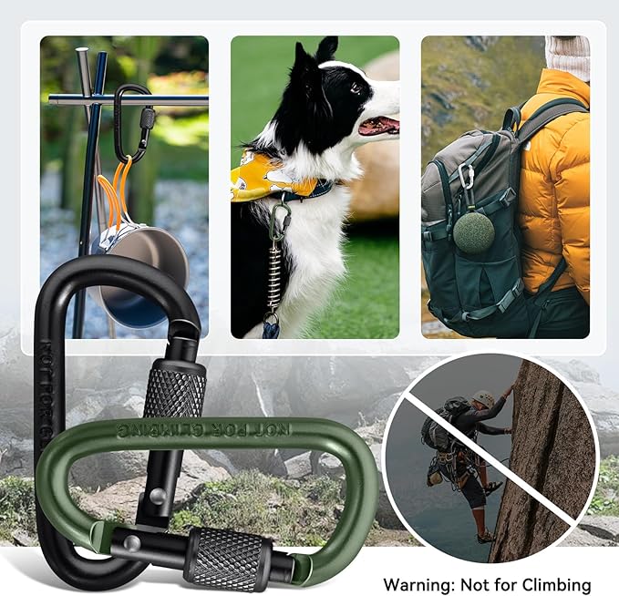 Carabiner Clip, Key Hooks for Keychain Aluminum D Ring Shape Carabiner, Key Chain Clip Hook, Keychain Clip, Multipurpose for Camping, Hiking, Backpacking or Other Outdoor Activities, 8PCS