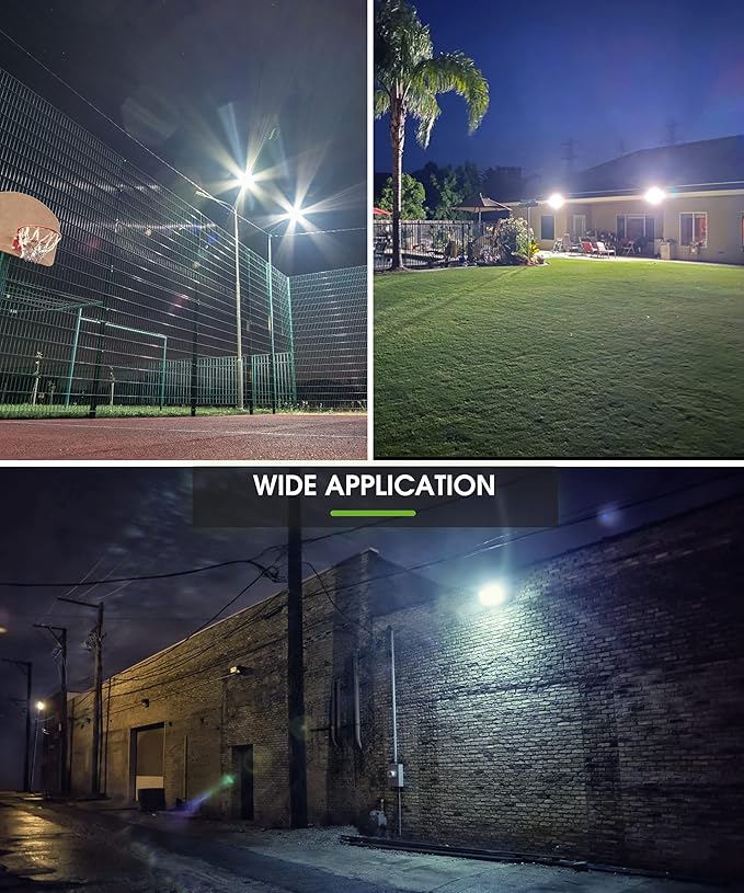 L LOHAS LED Dusk to Dawn Floodlight Outdoor, 50W Auto On/Off 6000K Daylight Plug in Flood Lights, IP66 Waterproof Work Light, 2300LM Security Lights for Yard, Garage, UL Listed, 2Pack