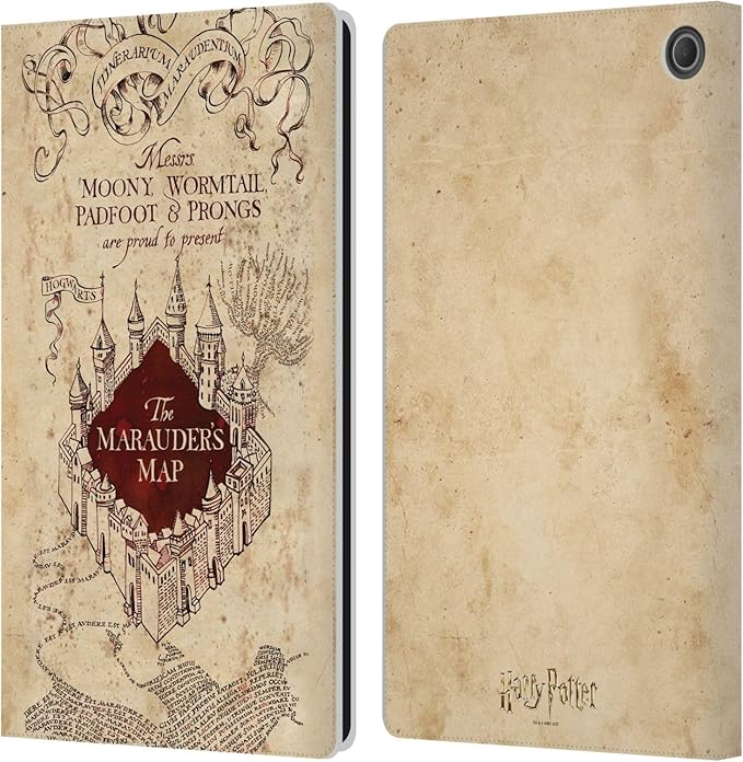 Head Case Designs Officially Licensed Harry Potter The Marauder's Map Prisoner of Azkaban II Leather Wallet Case Compatible with Amazon Fire Max 11 2023