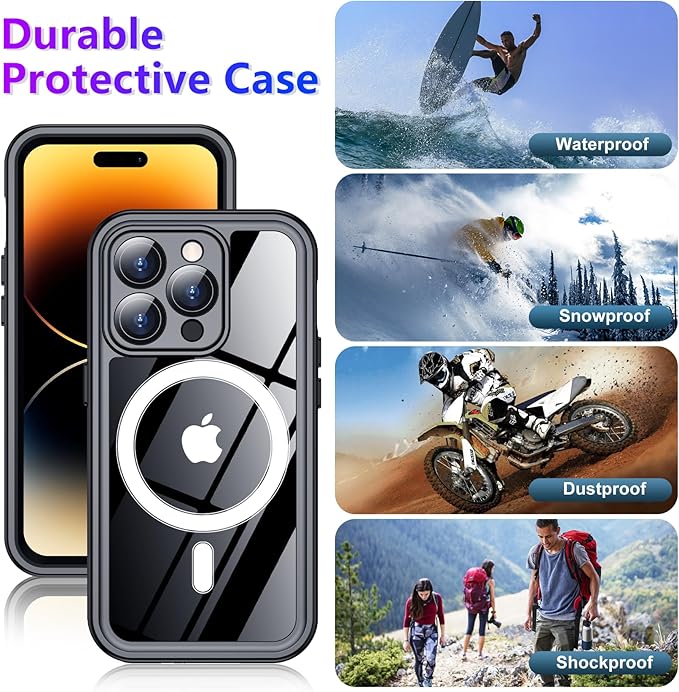 Red2Fire 2024 New Designed for iPhone 14 Pro Case Waterproof,[Compatible with MagSafe][Built-in Camera & Screen Protector][Full Body Shockproof][IP68 Waterproof][Dustproof] Phone Case 6.1"
