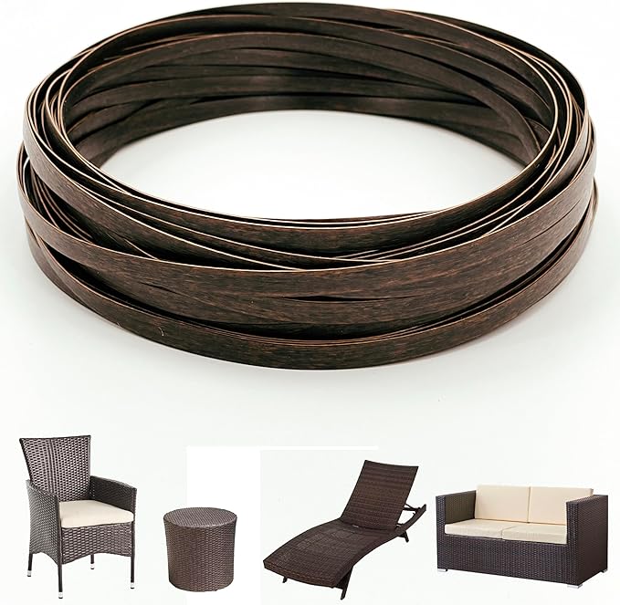 Wicker Repair Kit, Mottled Dark Brown, Polyethylene Material for Patio Furniture Repair, 130ft, High Strength