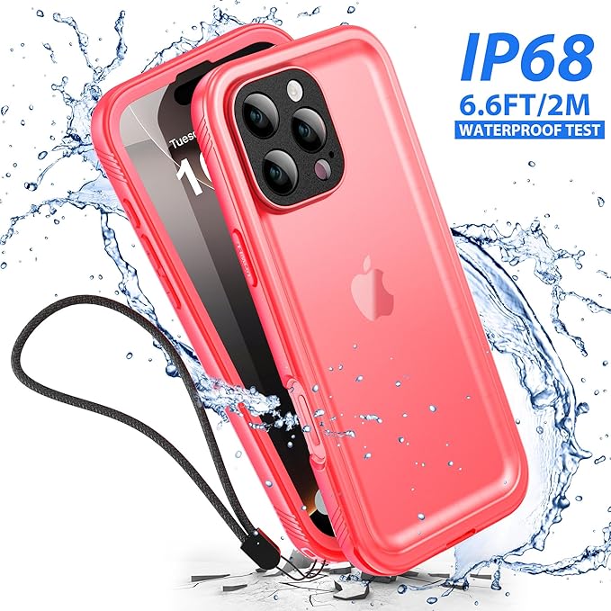 SPORTLINK for iPhone 16 Pro Max Case - IP68 Waterproof Military Protective Full Body Heavy Duty Shockproof 360 Sealed Dustproof with Camera Screen Protector Cover for i Phone 16 Pro Max 6.9" Pink