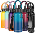 KXIAOCHEN Insulated Water Bottle, Stainless Steel Water Bottle, 2 Lids (Straw and Handle Lid),Wide Mouth Metal Water Bottles Keep Hot and Cold, Double Walled, Thermo Mug, Metal Canteen