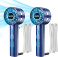 AaoLin 2pcs Portable Handheld Turbo Fan with 7000rpm High-Speed Motor USB Rechargeable Cooling Personal Fan 4-Speed, 4-16H Runtime, with Lanyard for Outdoor Travel, Women, Kids, Summer Gift