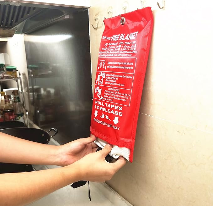 Inf-way Emergency Fire Blanket for Home and Kitchen, 5 Size for Choice, 1 Pack Extra Large Fire Blanket 3.9x5.9ft