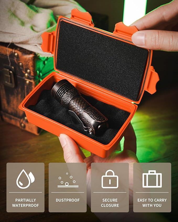 MecArmy B10 Edc Storage Box, Compact Waterproof Hard Case With Removed Foam, Small Dry Container For Outdoor Gear Tools Electronics, Durable Portable Utility Hardshell Case For Home Travel -Orange