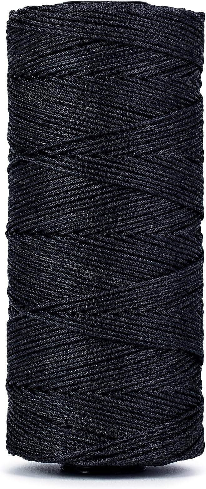 Hongda #9 Braided Bank Line Twine, 989 Feet Black Bonded Nylon Gangion Line (70–300 lb), Predictable Break Strength • Abrasion & UV Resistant • Clean Easy for Offshore Tuna Longline & Groundfish Sets