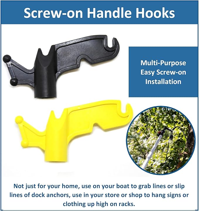 JSP Manufacturing Multi-Purpose Plastic Utility Hook Screw On Pole Attachment (Pole NOT Included) - Hang Christmas Lights, Bird feeders, Sting Lights, Ropes, Boat Lines (3, Black)