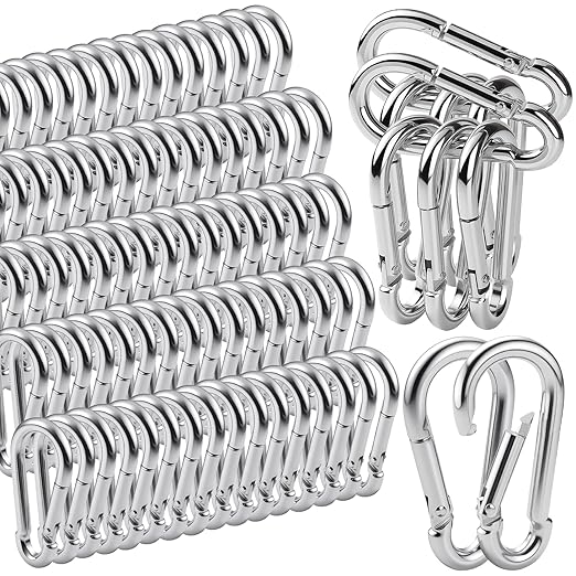 120Pack M6 Spring Snap Hooks Carabiner, 1/4" Heavy Duty Carabiner Clips Chain Quick Links Spring Safety Hook Connector for Dog Leash Backpack Hiking Fishing Bag Outdoor Travel