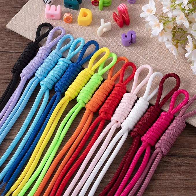 14pcs Colorful Paracord Rope Keychain, Paracord Keychain Bag Charms, Braided Rope Knot Key Chain Accessories for Handbag Purse Backpack Decoration