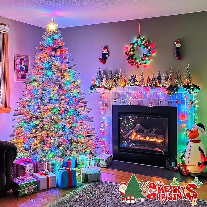 JMEXSUSS 132ft 400 LED Christmas Lights Indoor Outdoor Waterproof, 8 Modes Multicolor Christmas Tree Lights Plug in with Remote, Twinkle String Light for Bedroom Party Tree Christmas Decor (Pack of 2)