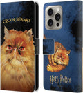 Head Case Designs Officially Licensed Harry Potter Crookshanks Prisoner of Azkaban II Leather Wallet Case Compatible with Apple iPhone 16 Pro