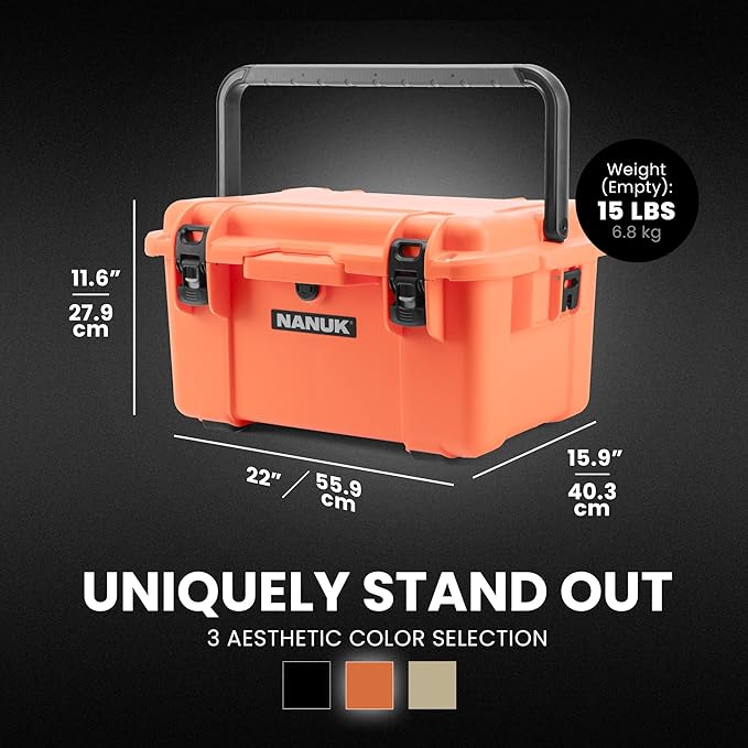 NANUK Trail 35 – 38.8 L (10.2-Gallon) Waterproof Gear Case – Modular Cargo Case for Camping, Fishing, Hunting & Outdoor Storage – Dustproof and Impact Resistant (22.0” x 15.9” x 11.6”) – Orange