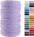 Light Purple Macrame Cord 4mm x 109Yards,Colored Cotton Rope Craft Cord Colorful Cotton Cord Twine for Wall Hanging Plant Hangers Crafts Knitting Decorative Projects