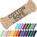TECEUM Cotton Rope 3/16” (5 mm) – 100 FT – Strong All-Purpose Braided Rope – Natural Cotton – for Crafting, Сamping, Clothes Line, DIY, Indoor & Outdoor Use – Beige