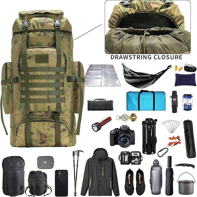 Hiking Backpack for Men 70L/100L Camping Backpack Military Rucksack Molle 3 Days Assault Pack for Climbing | Camping Backpack, 3 Days Assault Pack, for Climbing