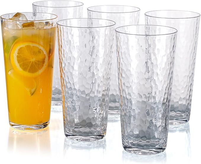 26-ounce Acrylic Highball Glasses Plastic Tumbler Larger Drinking Glasses, set of 6 Clear
