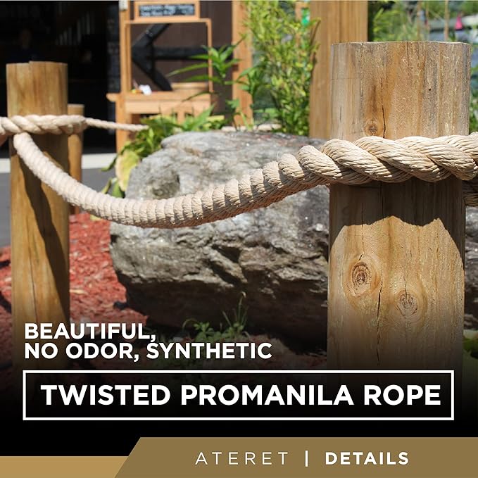 ATERET Twisted ProManila - UnManila Rope I 3/4 inch x 600 feet I 3 Strand Synthetic Polypropylene Rope I Multipurpose, Lightweight, Weather-Resistant Cord for Decor, Landscaping & DIY Projects