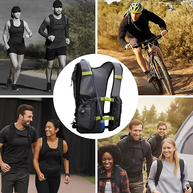 Nathan QuickStart Hydration Pack Vest with Bladder or flasks, Storage Pockets, Breathable Moisture-Wicking Fabric, Adjustable Straps for Running, Hiking, Walking, Marathons, Obstacle Races
