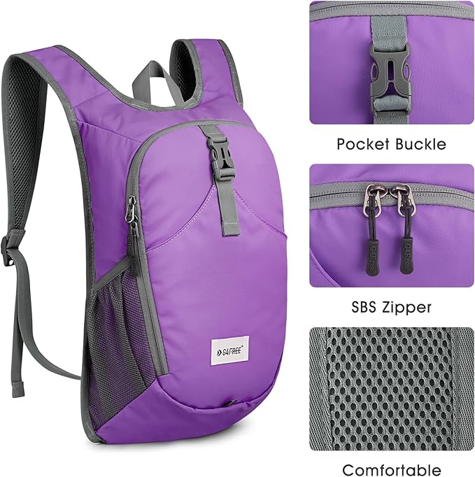 G4Free 10L Hiking Backpack, Lightweight Small Hiking Daypack Outdoor Travel Foldable Shoulder Bag