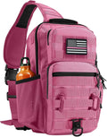 Rover Sling Pack Tactical Shoulder Sling Bag Backpack with Bottle Holder Crossbody Chest Bag, Pink