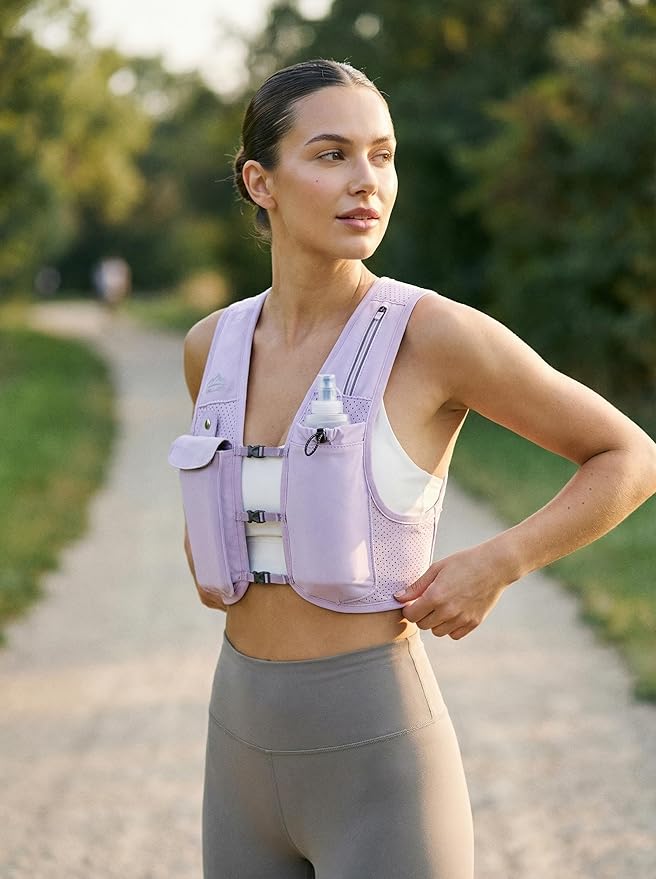 Zelvot Running Vest for Women Men, USA Original Patent, Adjustable Chest Straps Running Hydration Vest with 500ml Soft Flask, Lightweight Reflective Hydration Backpack for Marathon