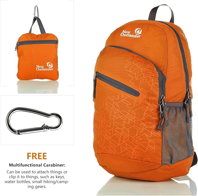 Outlander Packable Handy Lightweight Travel Hiking Backpack Daypack-Orange