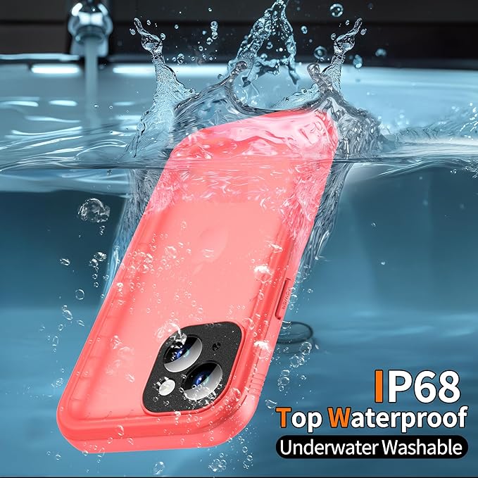 Cozycase for iPhone 15 Plus Waterproof Shockproof Dustproof Case - Heavy Duty/360 Full Body/Military Grade/Protective/Rugged 【8FT Drop Proof】 Built in Screen/Camera Protector with Lanyard Pink