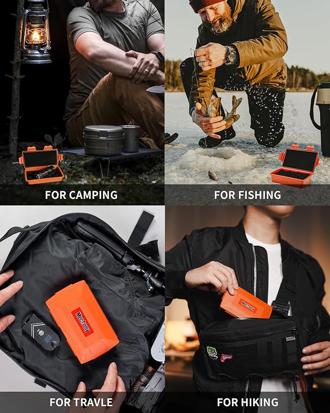 MecArmy B10 Edc Storage Box, Compact Waterproof Hard Case With Removed Foam, Small Dry Container For Outdoor Gear Tools Electronics, Durable Portable Utility Hardshell Case For Home Travel -Orange