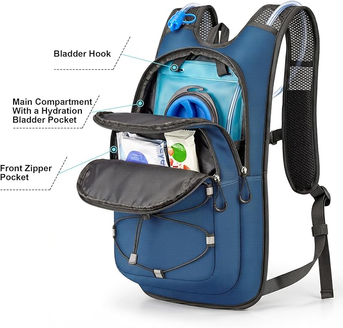 MIYCOO Hydration Backpack - Lightweight Water Backpack with 2L Water Bladder Bag, Running Hydration Vest Backpack for Men Women, Hydration Pack for Hiking, Cycling, Climbing