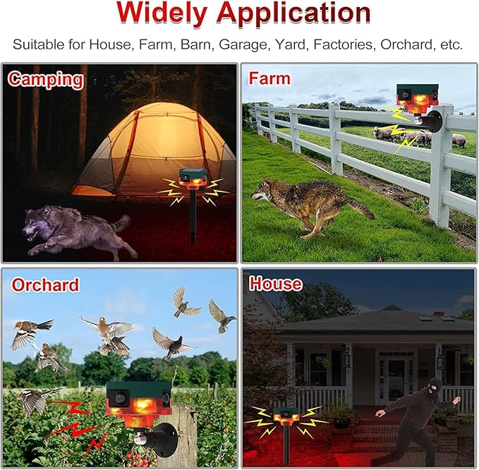 2Pack Solar Sensor Security Alarm Lights Outdoor,WONFAST 360° Motion Detector LED Flashing Strobe Light Warning Lamp Built-in 13Sounds,129db Loud Siren Sound for Home Farm Barn Villa Yard(Red)