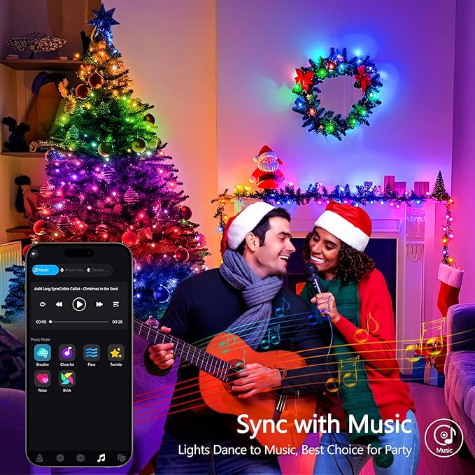 JMEXSUSS 200 LED RGB String Light 66ft Outdoor Indoor, Color Change Christmas Lights Clear Wire Plug in for Bedroom Tree Room Party Birthday Decorations
