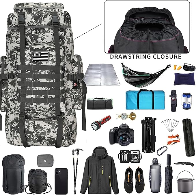 Hiking Backpack for Men 70L/100L Camping Backpack Military Rucksack Molle 3 Days Assault Pack for Climbing | Camping Backpack, 3 Days Assault Pack, for Climbing