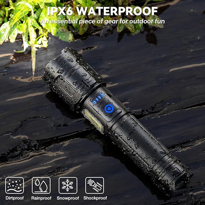 Flashlight Rechargeable 99,000 High Lumen - 2 Pack LED Flash Light with COB, 7 Modes Powerful Handheld Flashlight for Home, Camping