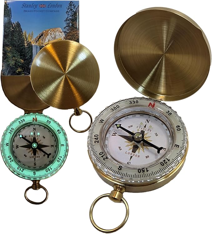 Glow in the Dark Brass Pocket Compass for Kids – Waterproof Navigation Tool for Camping, Hiking, Backpacking, Orienteering, Hunting, Survival Gear, Outdoor Safety & Adventure Gift