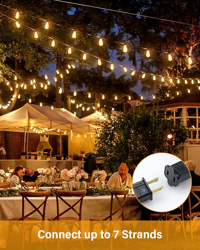 Doukedge 200FT LED Outdoor String Lights, 2700K LED Patio Lights Outdoor Waterproof with 100+4 Shatterproof Vintage Bulbs, Plug in Hanging Light for Porch, Backyard, Garden, Gazebo