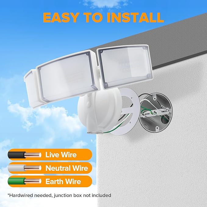 LUTEC 75W 8000LM Dusk to Dawn Outdoor Lighting, LED Flood Light Outdoor with Photocell, 5000K Daylight, IP65 Waterproof, LED Security Lights for Garage, Yard, Patio (White)