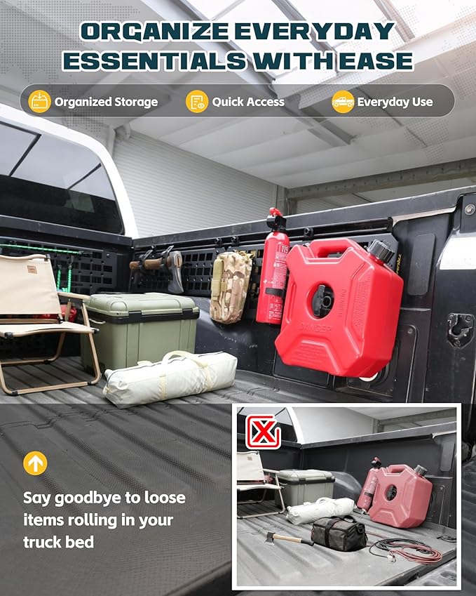 Trumgeta Heavy-Duty Side Bed MOLLE Panel Fit for 2007-2021 Toyota Tundra, Military-Grade Aluminum Truck Bed Storage Panel, 300lbs Load Capacity