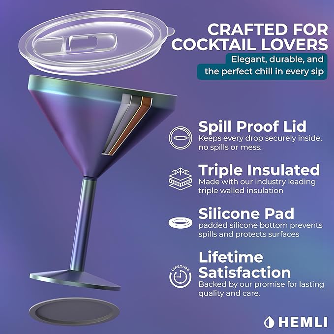 Martini Glass, Stainless Steel Insulated Martini Tumbler, Cocktail Cup