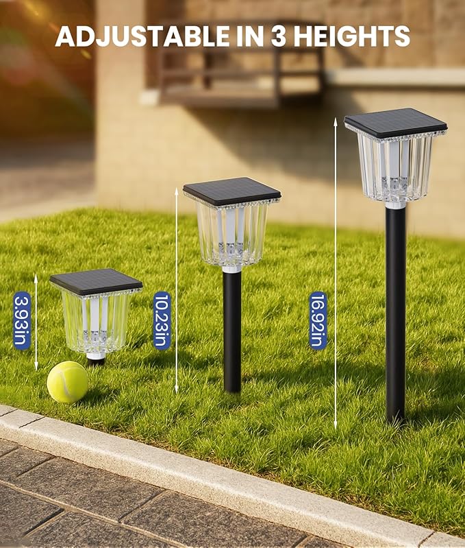 Super Bright Solar Pathway Lights Outdoor Powered 8 Pack,Adjustable Warm&Cool White,Waterproof IP65 Solar Garden Decor Landscape Lighting Outside for Front Yard/Patio/Walkway/Driveway/Lawn/Path Light