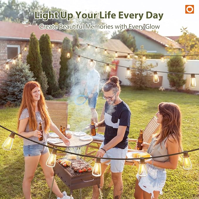 addlon 33(27+6) FT Solar String Lights Waterproof,Patio Light Solar Powered with Remote& USB Port 9+1 LED Shatterproof Bulbs 3 Lighting Modes Outdoor for Camping Backyard Garden