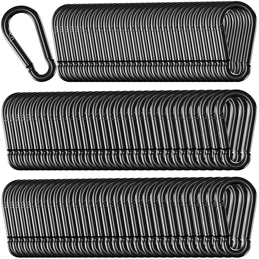 100 Pack 2" Spring Snap Hook Carabiners, M5 Galvanized Steel Black Small Carabiner Clip, Keychain Clip, Quick Link Key Chain for Hammock Swing Set Outdoor Travel, Camping, Fishing, Hiking