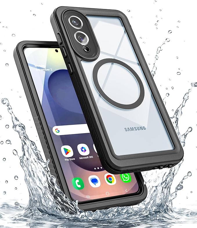 ENCASED Waterproof Case Designed for Samsung Galaxy S25 Edge (IP68) Full Body Protective Phone Case with Screen Protector Built-in (Clear/Black) (S25 Edge)