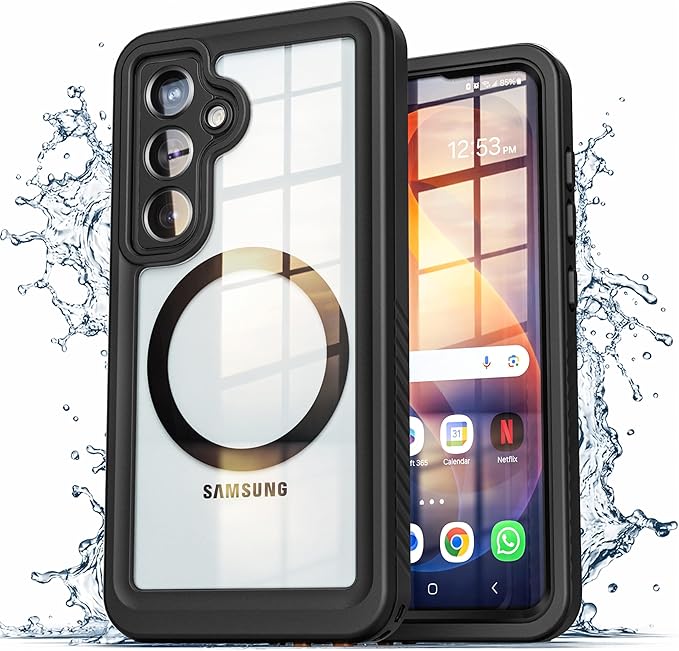 ENCASED Waterproof Case Designed for Samsung Galaxy S26 Plus (IP68) Full Body Protective Phone Case with Screen Protector Built-in (Clear/Black)
