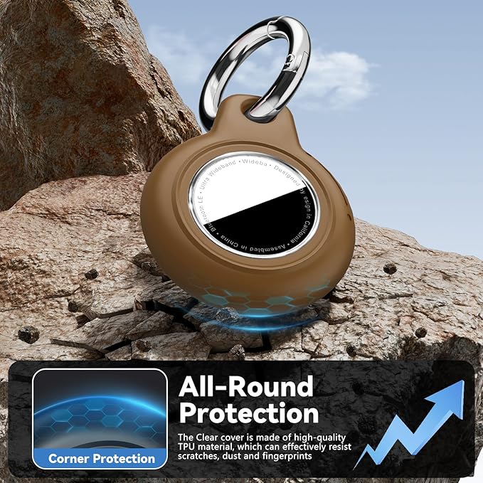 for Apple AirTag 2nd & 1st Gen, Waterproof Case for AirTag Holder Keychain,GPS Tracker Cover for Dog,Car Key,Luggage-B84-Black+Light Brown+Brown+Army Green