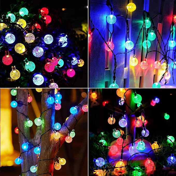 Solar String Lights Outdoor 100 Led 40 Feet Multi-Color Crystal Globe Lights with 8 Lighting Modes, Waterproof Solar Powered Patio Lights for Garden Yard Porch Wedding Party Decoration