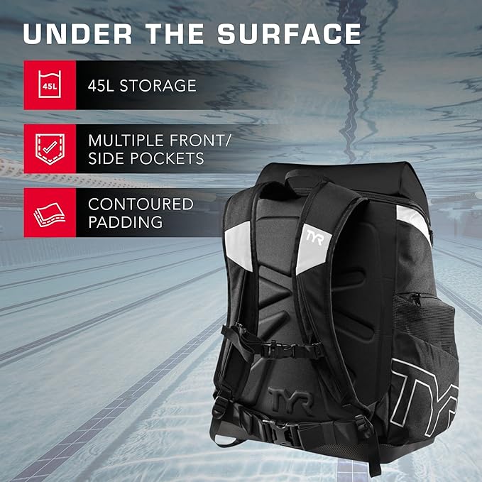 TYR Alliance Backpack - Wet/Dry Athletic Gym and Pool Bag for Men and Women - Separate Wet/Dry Compartments, 45L Capacity, Ergonomic, Water-Resistant - Available in Team Colors
