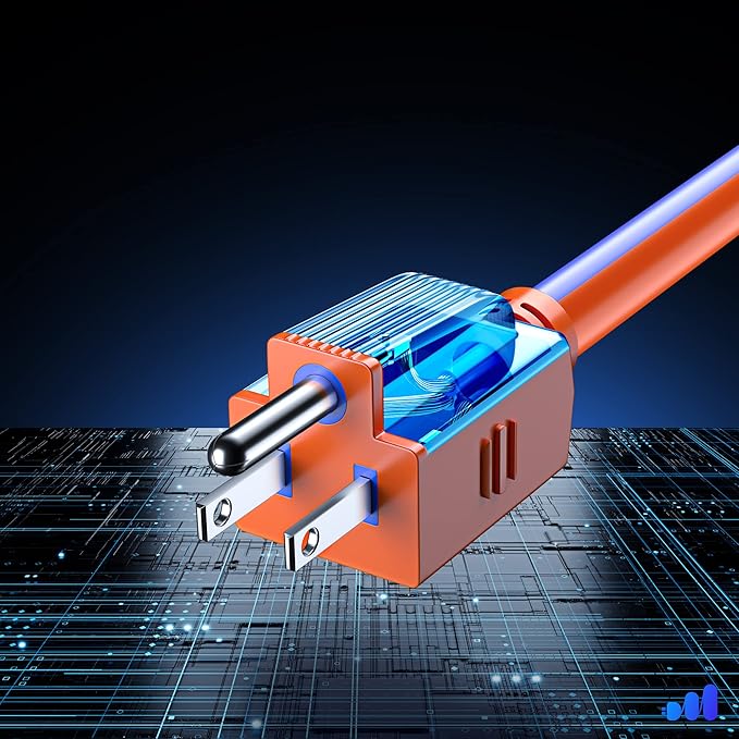 Maximm 25 Ft Blue and Orange Extension Cord, Heavy Duty 3-Prong Outdoor Power Cable, ETL Listed for Contractors