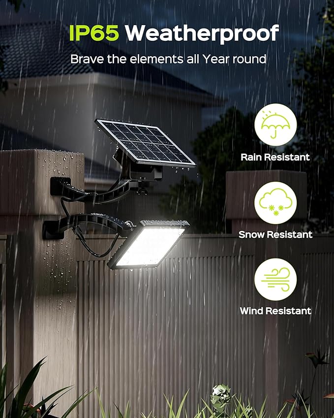 JACKYLED 1000 Lumens 299 LED Solar Lights Outdoor Bright Solar Dusk to Dawn Light with 4000mAh Battery, IP65 Waterproof Outdoor Solar Powered Security Flood Light for Wall Porch Shed Barn