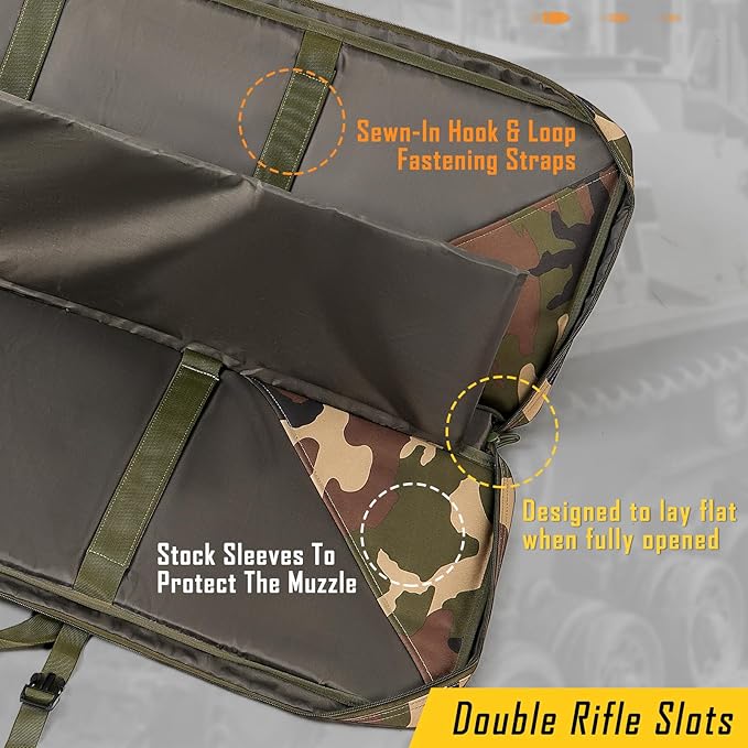 DULCE DOM 32/36/42/48/52 inch Double Rifle Case Soft Gun Bag for Rifles Pistols Storage & Transportation, All Around Shooting Range Tactical Backpack for Hunters Shooters, Gift for Boyfriend, Husband